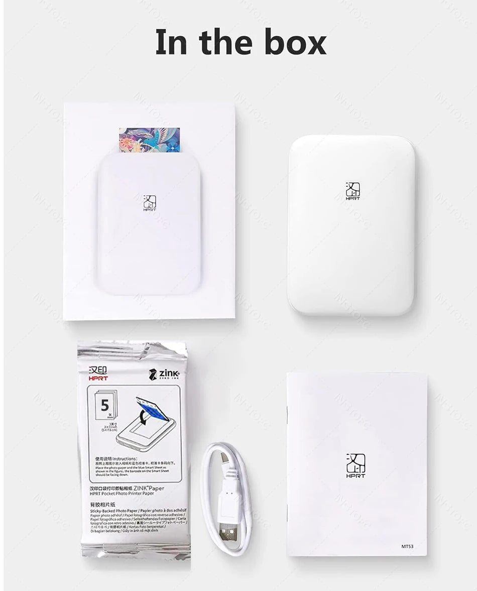 MT53 Color Photo Portable Printer Mobile Phone Mini Handheld Pocket Wifi Bluetooth Printing Machine 2x3 inch Sticky-Backed Paper