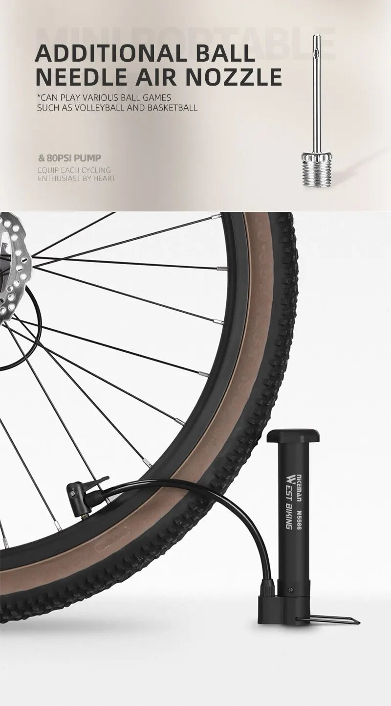Bomba de piso compacta WEST BIKING — 80 PSI