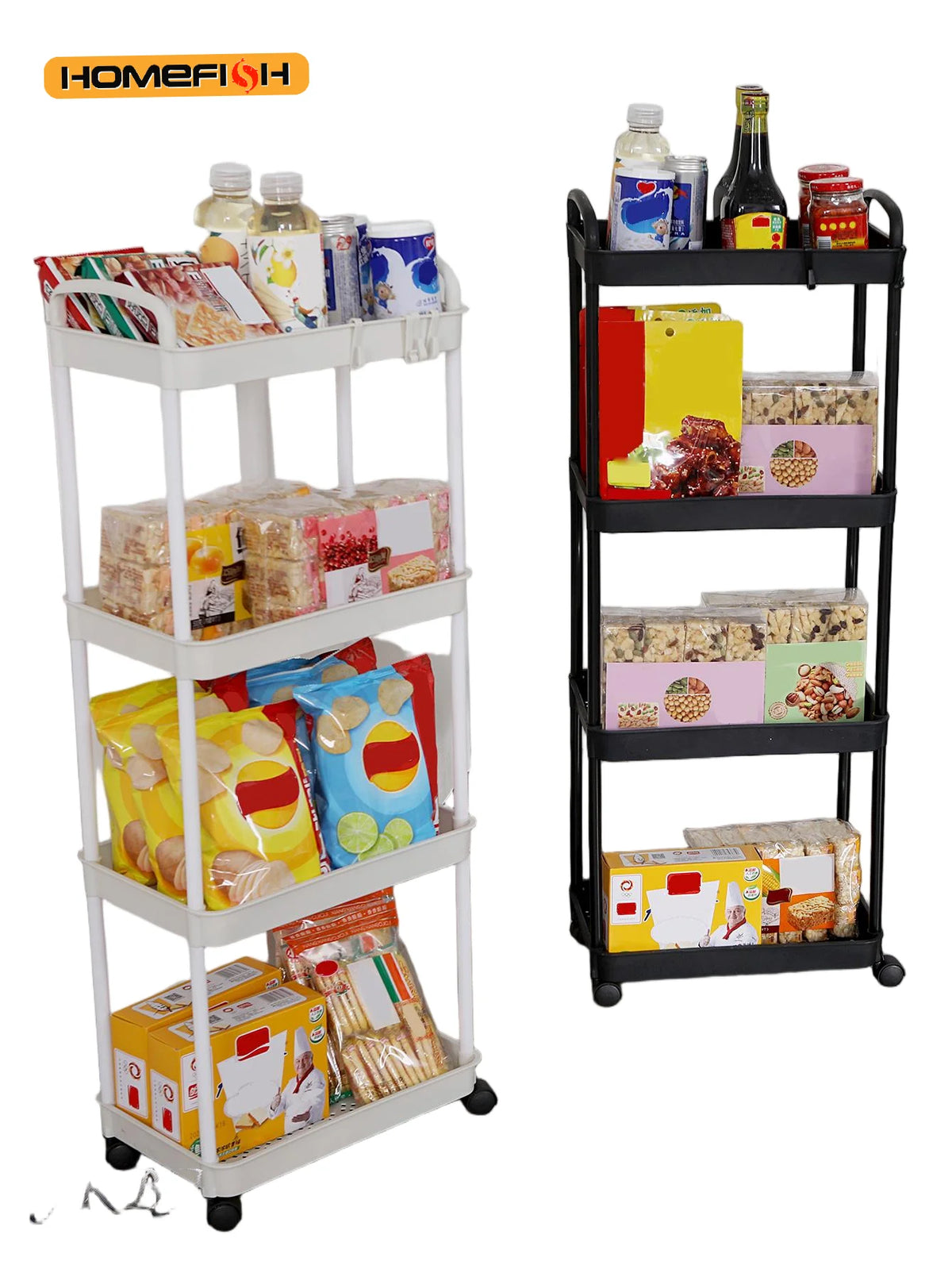 3-Tier Rolling Storage Cart, White