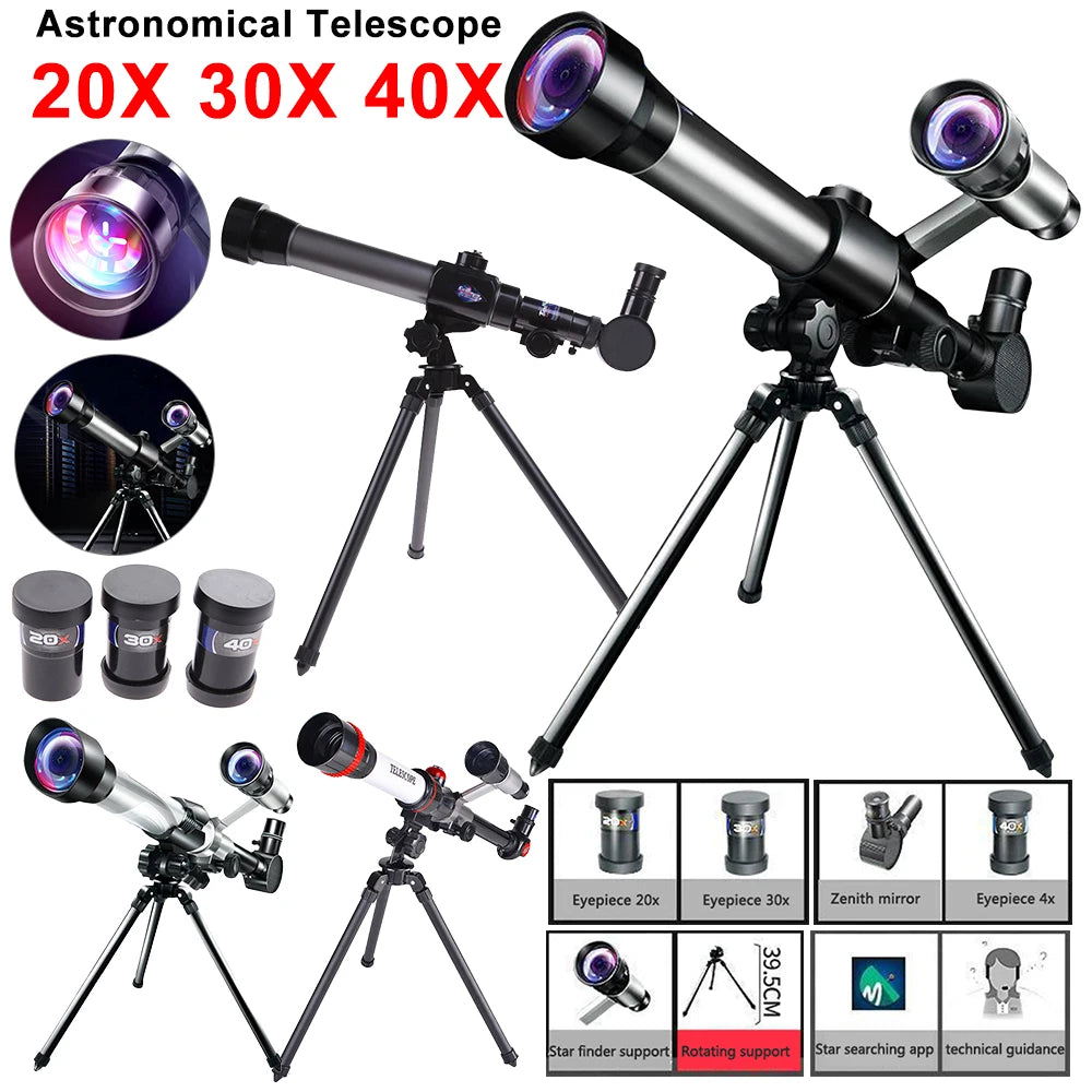 0|Professional Astronomical Telescope 20X 30X 40X Powerful Monocular Portable HD Moon Space Planet Observation Gifts for Children