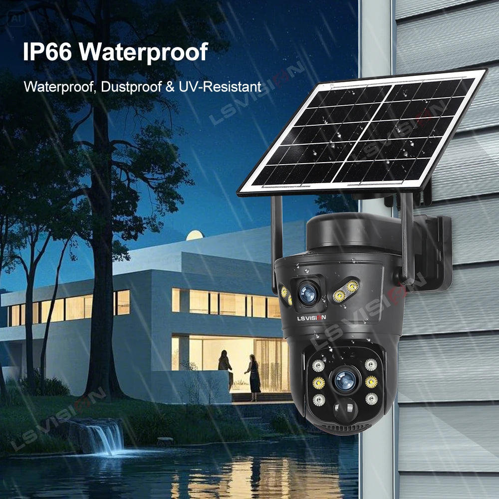 Solar Security Camera 8MP Dual Lens 4G/WiFi PTZ with Night Vision