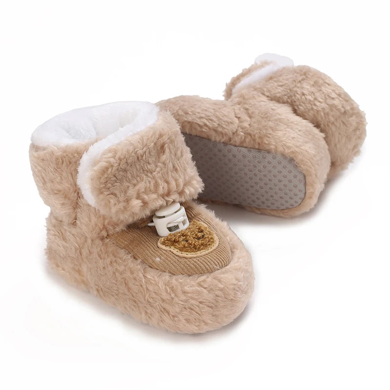 Cute Bear Baby Shoes Soft Plush Winter First Walkers