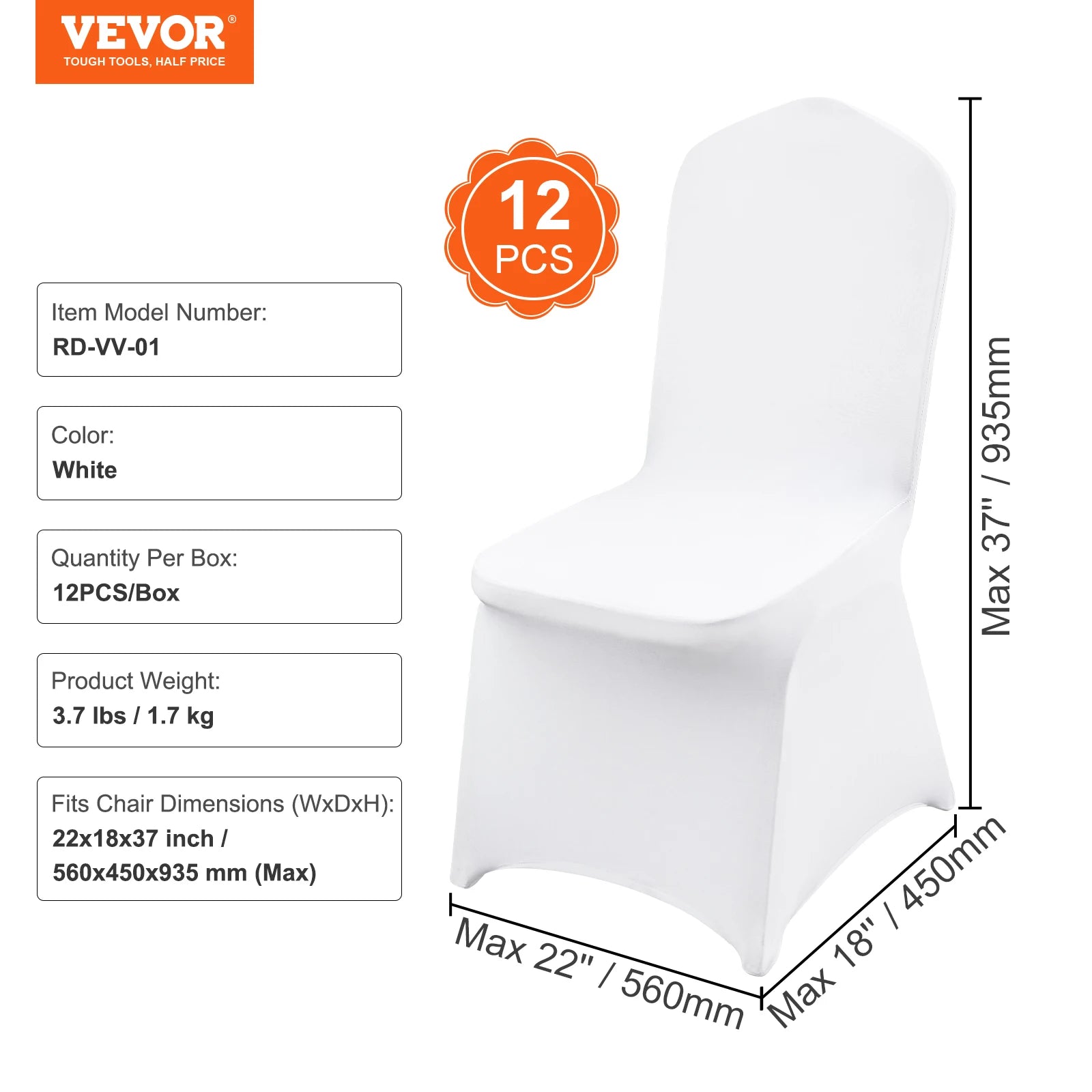SucceBuy 12/30/50/100 piezas Portabebés de silla de boda Spandex Estiramiento Funda de Slipcover para Restaurante Banquete Hotel Comedor Fiesta Blanca Funda