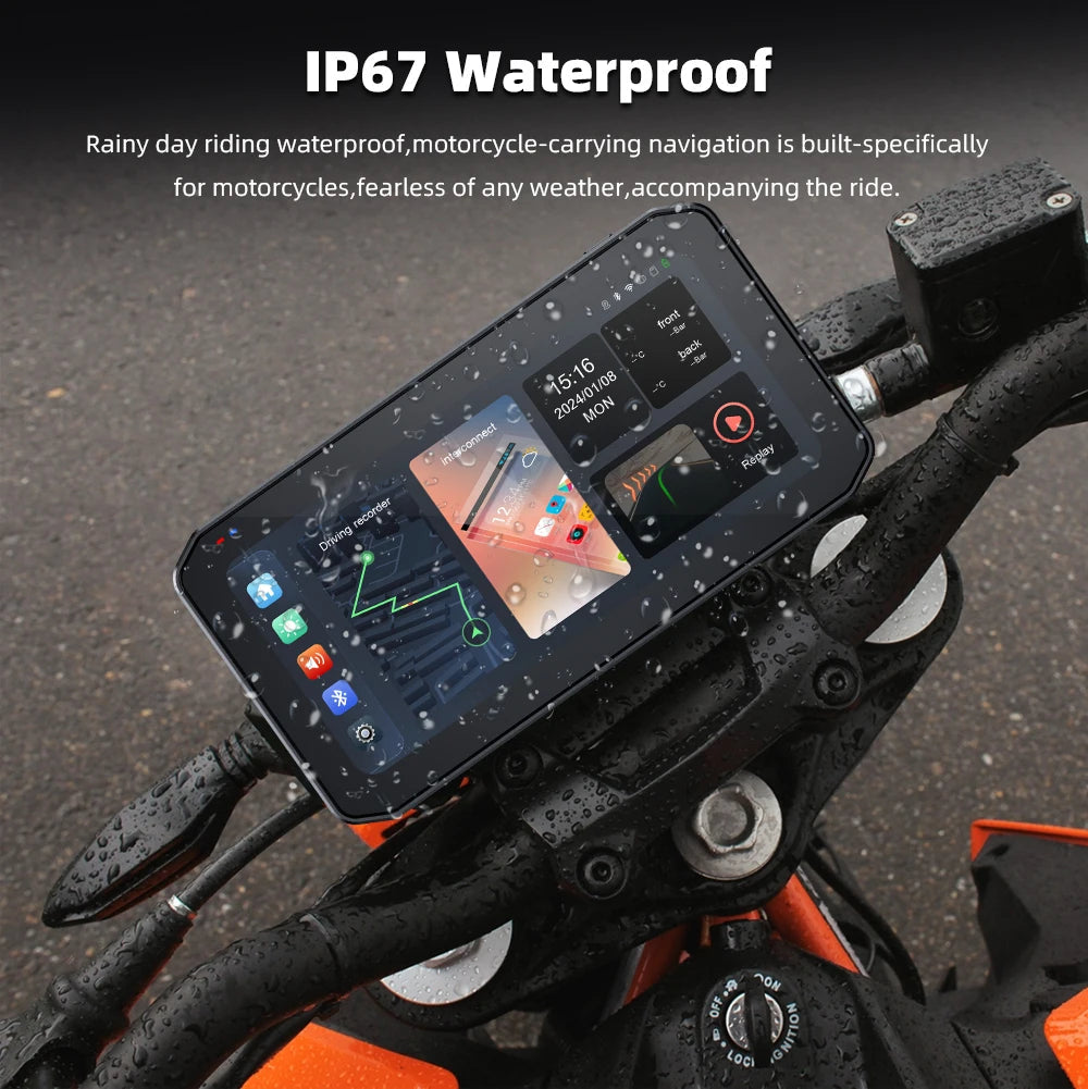 EKIY 6.25" Portable Digital Motorcycle Dashboard GPS Navigation Display Screen TPMS Monitor Wireless CarPlay Moto Android Auto