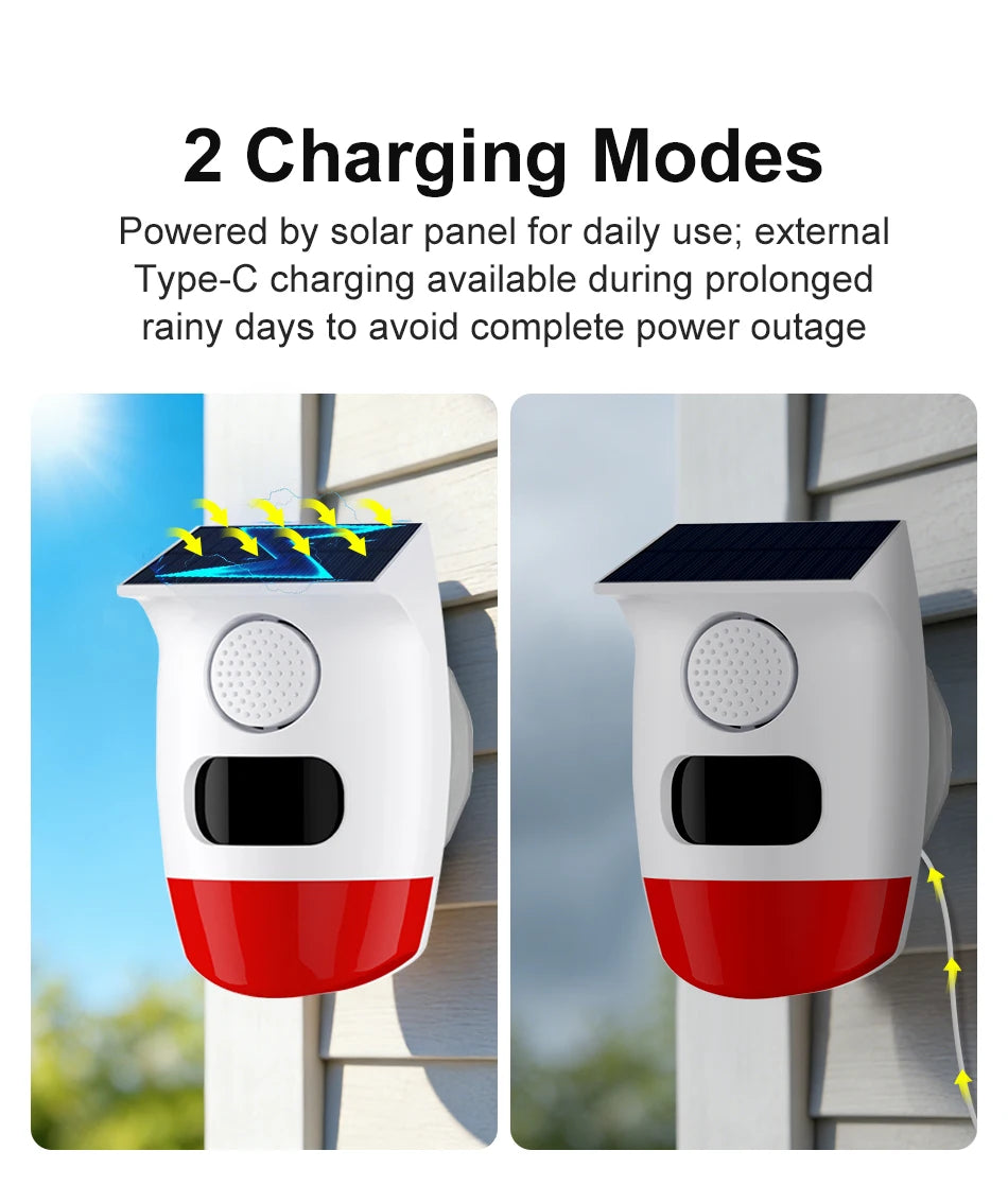 Solar Motion Sensor Alarm with 120dB Siren