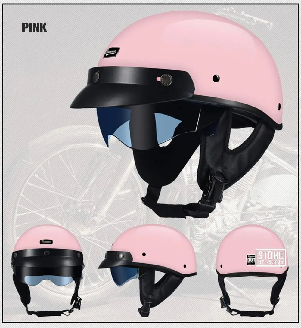 Retro Motorcycle Helmet DOT Certification Moto Helmet Men Women Half Helmet HD Lens Casco Four Seasons Riding Scooter Capacetes