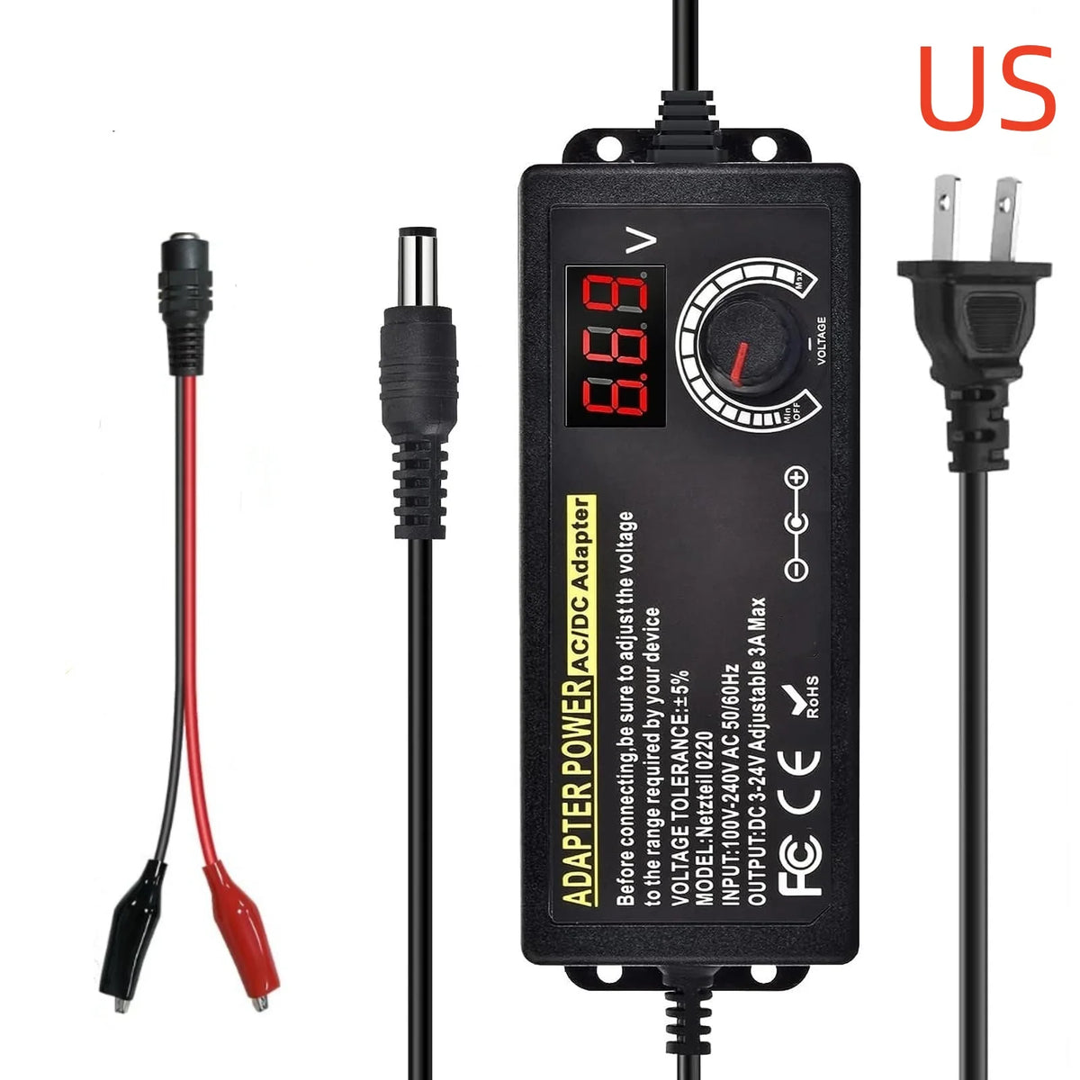 Adjustable DC Power Adapter - 3-24 V