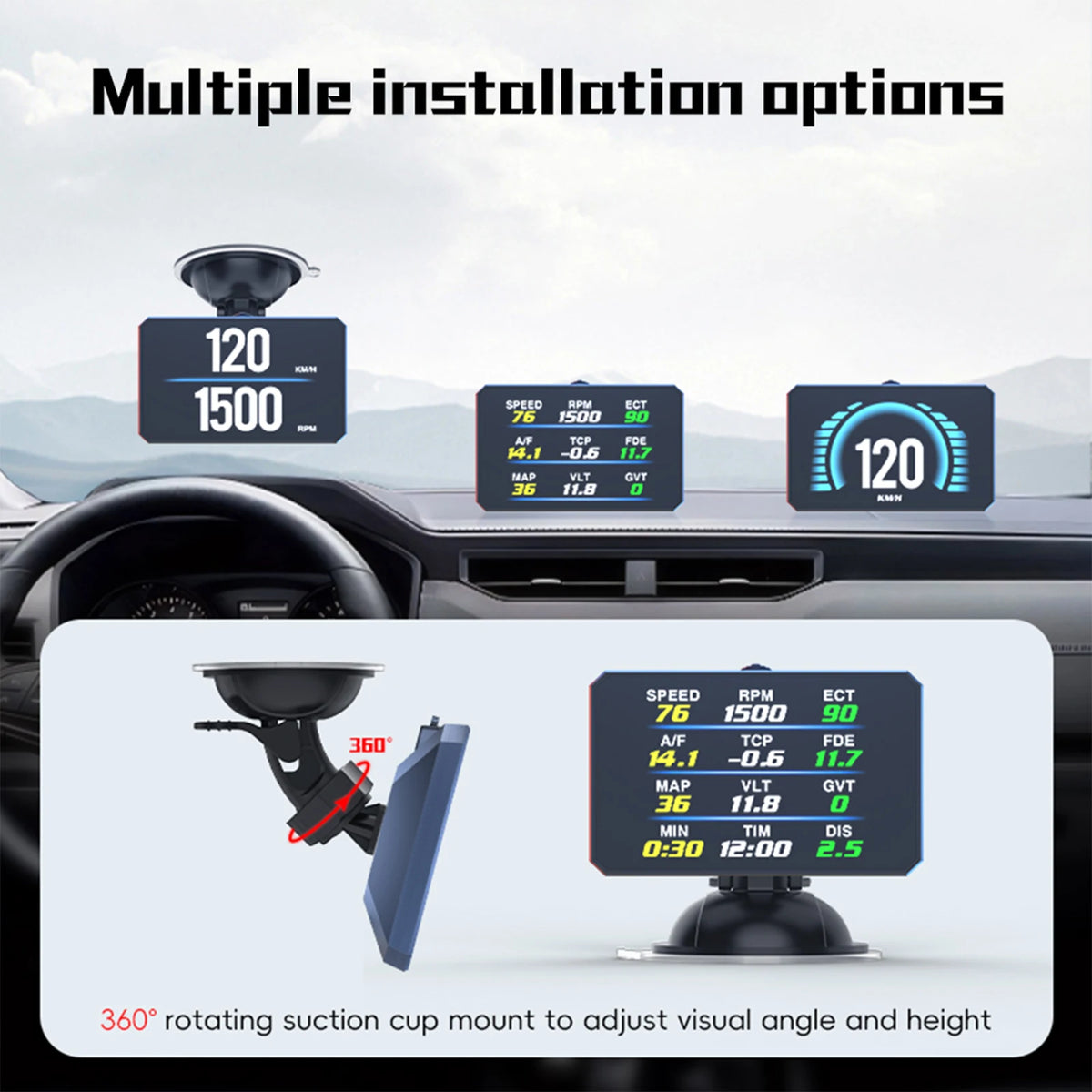 P16 OBDII Digital Vehicle Dashboard Display