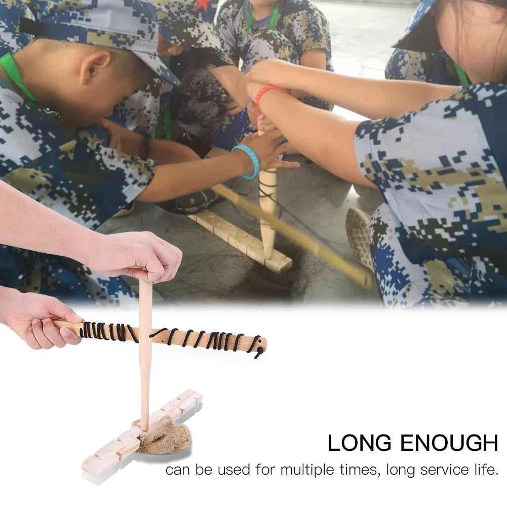 Wooden Bow-Drill Fire-Making Practice Set