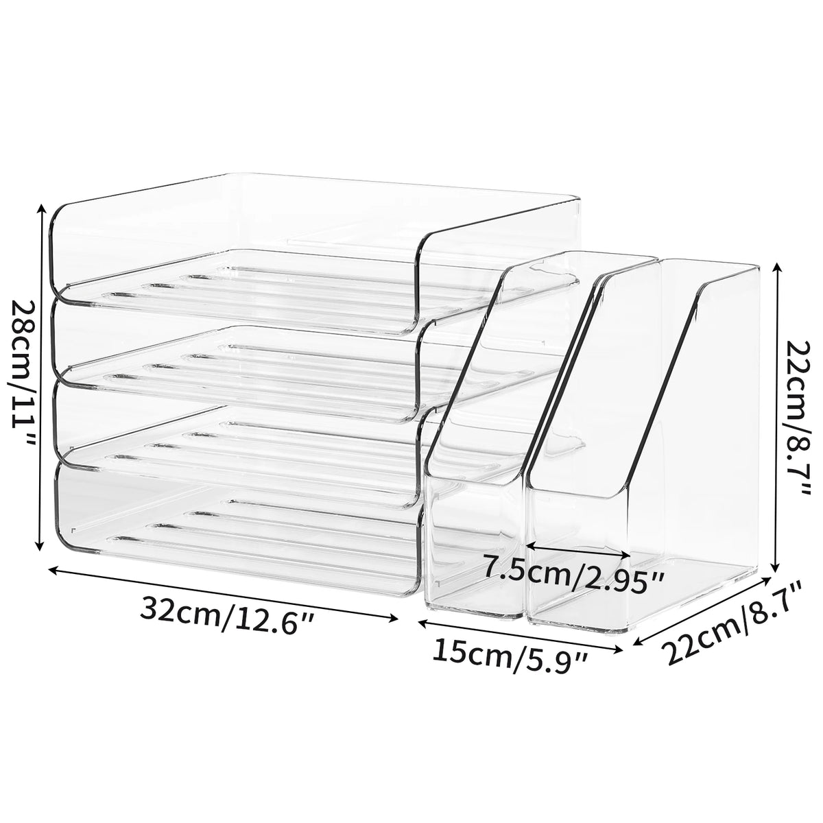 A4 Document Letter Tray Set, Stackable Desktop Organizer