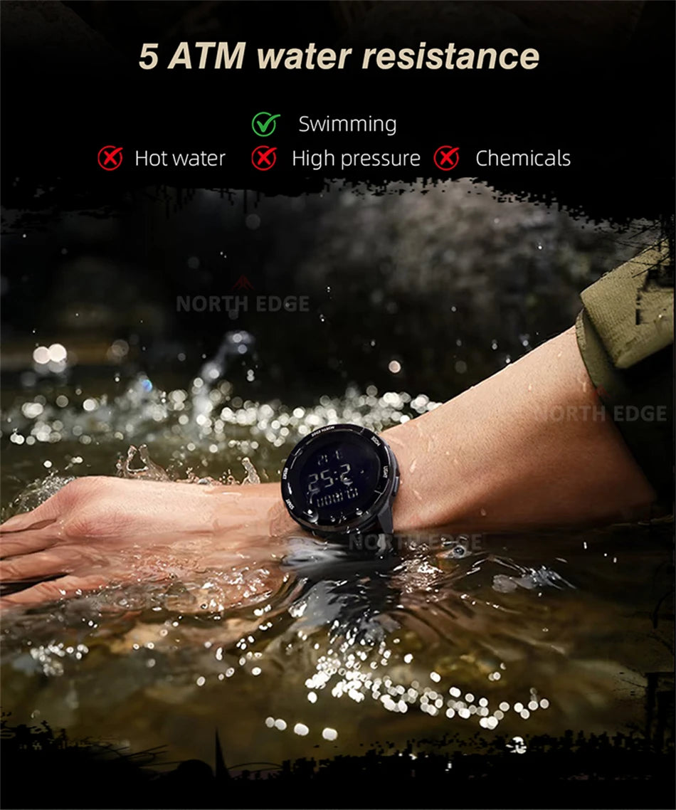 NORTH EDGE 2026 TERRAX Herrenuhr Digitaluhr Outdoor-Sport Schwimmen Wasserdicht 50M Stoppuhr Countdown Elektronische Uhr Für Herren