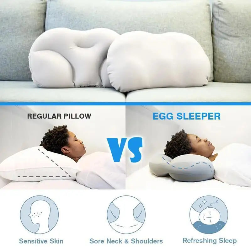 Clearance_All-round Egg Shaped Cloud Pillow Soft Bed Pillow Nursing Pillow 3D Ergonomic Sleeping Memory Foam Egg Shaped Ergonomi