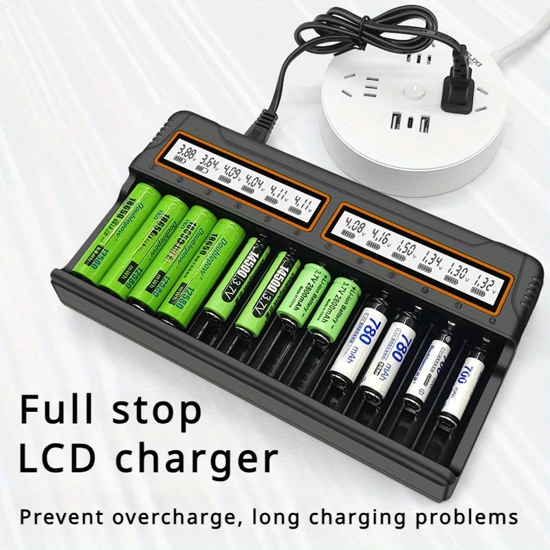 Universele batterijoplader met LCD voor 18650 AA AAA 12 sleuven