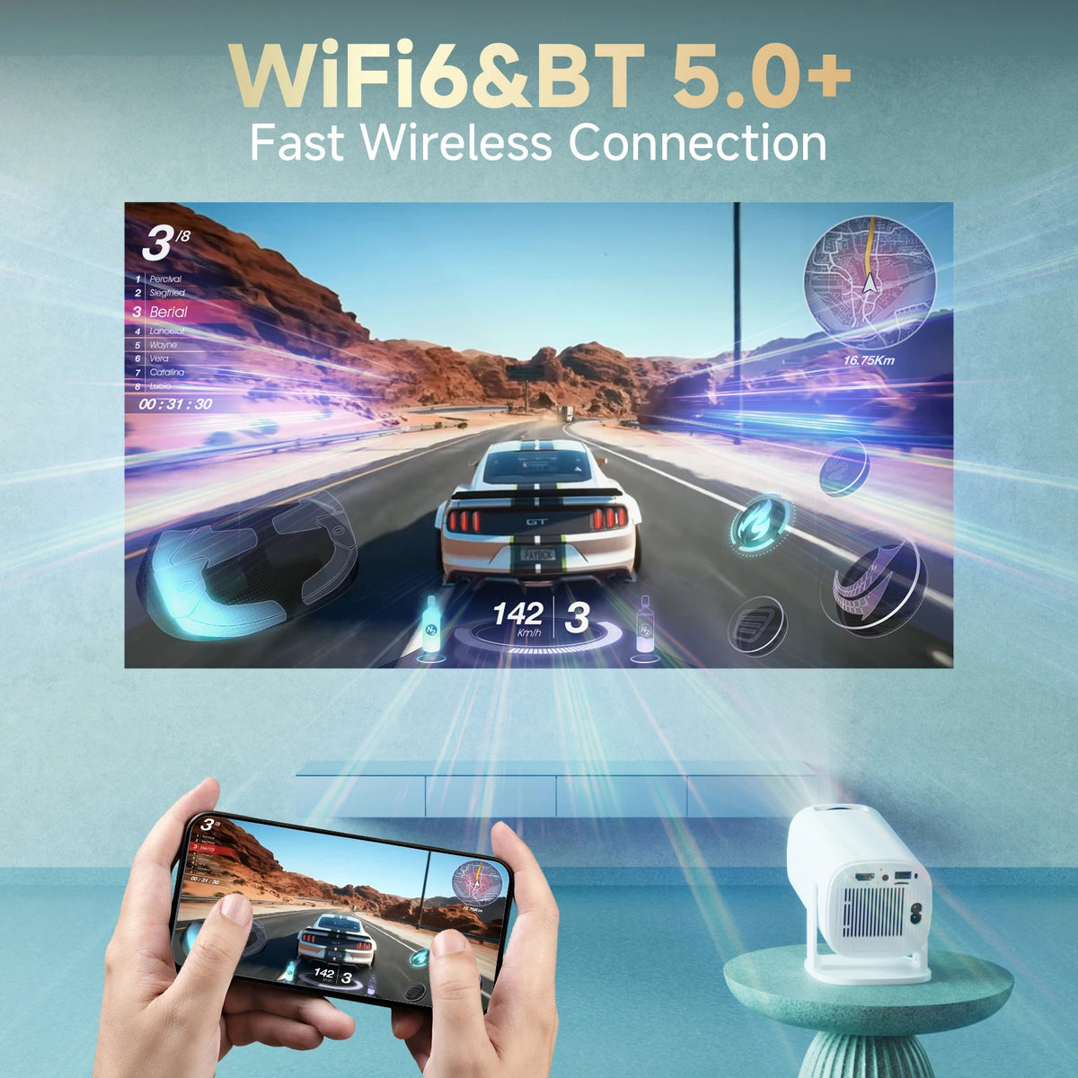 Portable 720p Projector with Wireless Casting