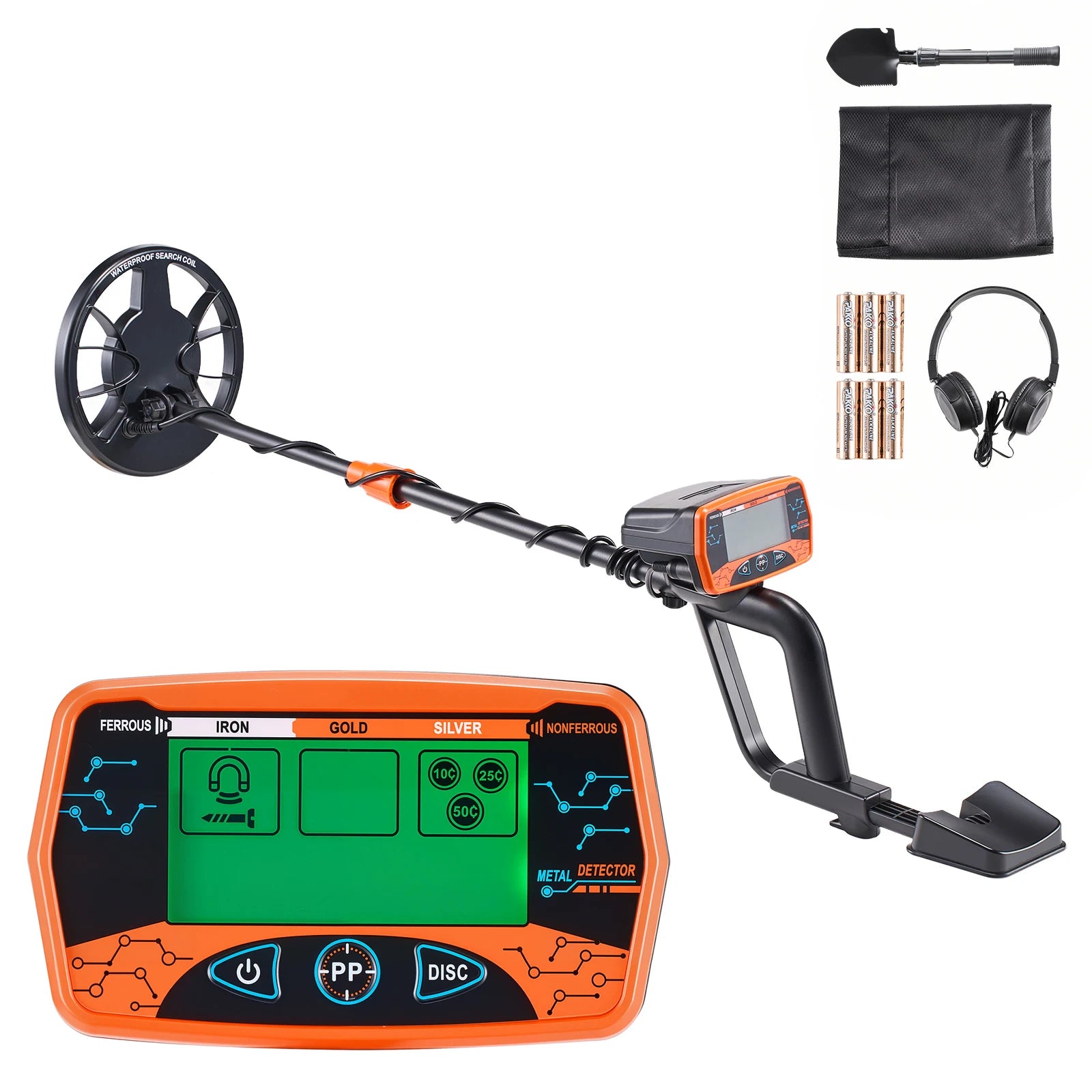 SucceBuy Metal Detector Adults 8" Accuracy IP68 Waterproof Search Coil Display Headphones 3Modes Adjustable For Treasure Hunting