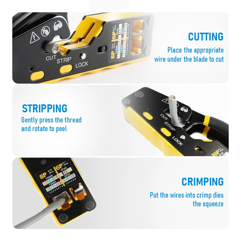 Pass-Through RJ45 Crimping Tool for Ethernet Cables
