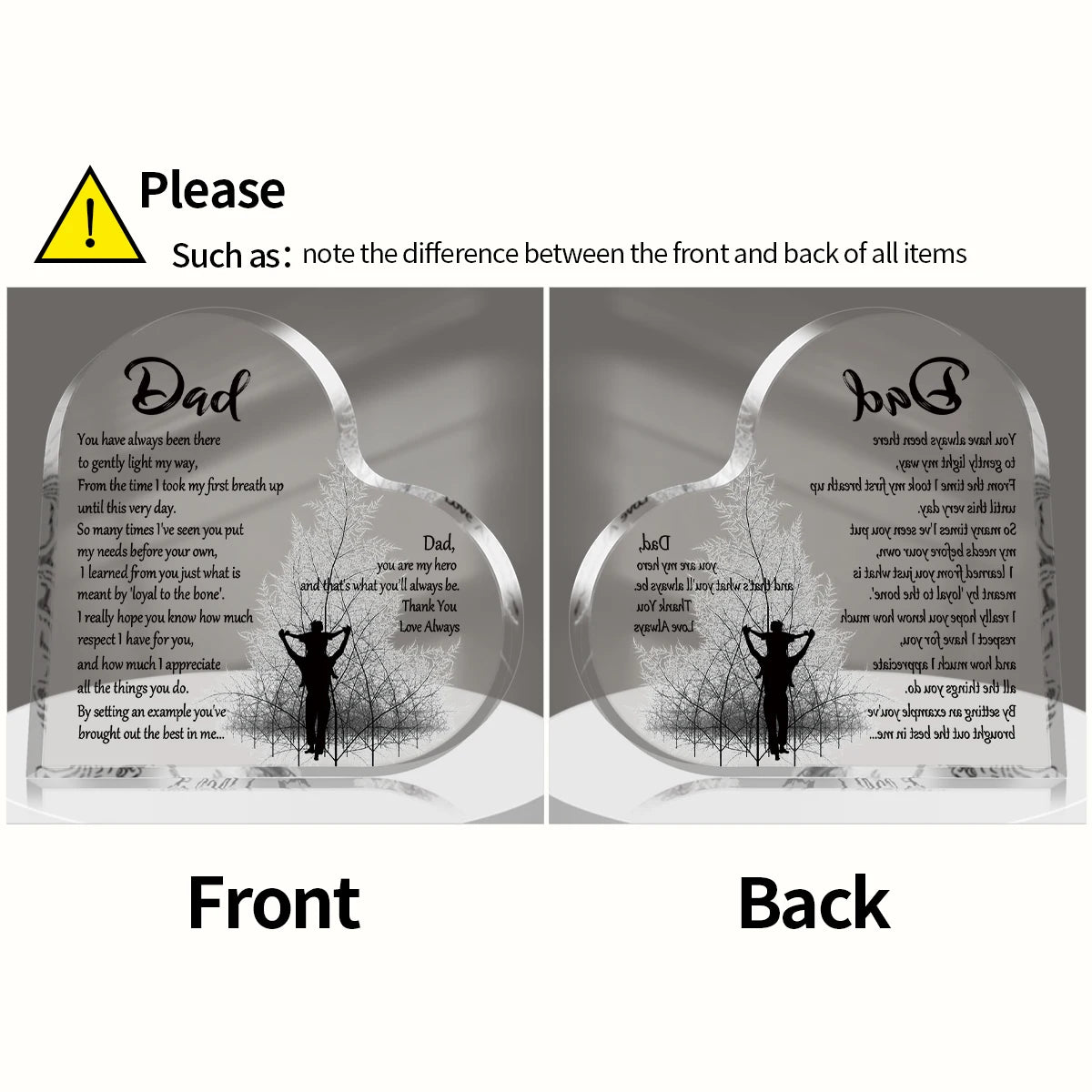 1-3PCS Heart Shape Acrylic Plaque za tatu rođendan Dan očeva zahvalna izreka blagoslovljena želja memorijalni suvenir poklon Hvala ti tata
