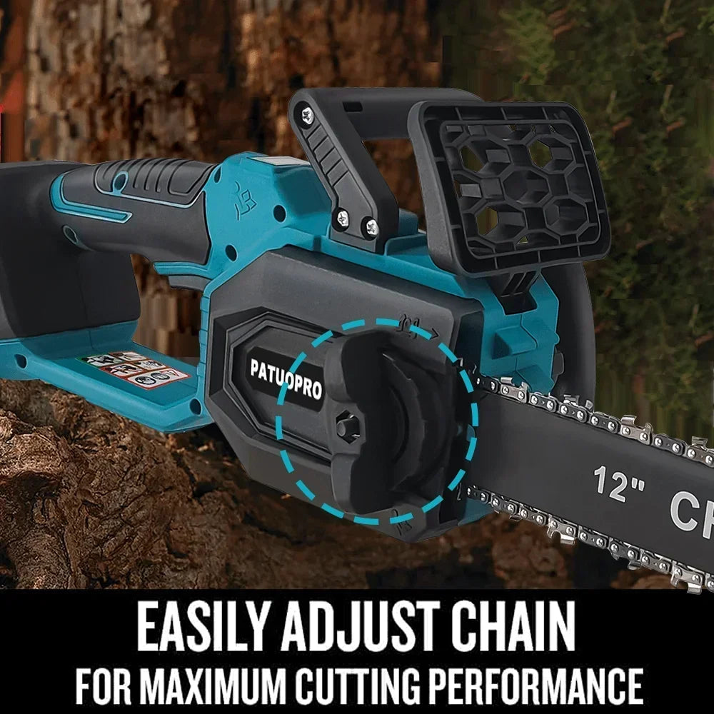 12 Inch Brushless Electric Chainsaw LED Display Cordless Saw Wood Logging Cutting Power Tools For Makita 18V Battery(No Battery)