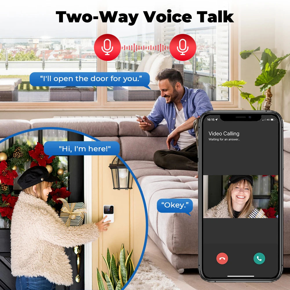 Sonnette vidéo WiFi M6 avec communication bidirectionnelle