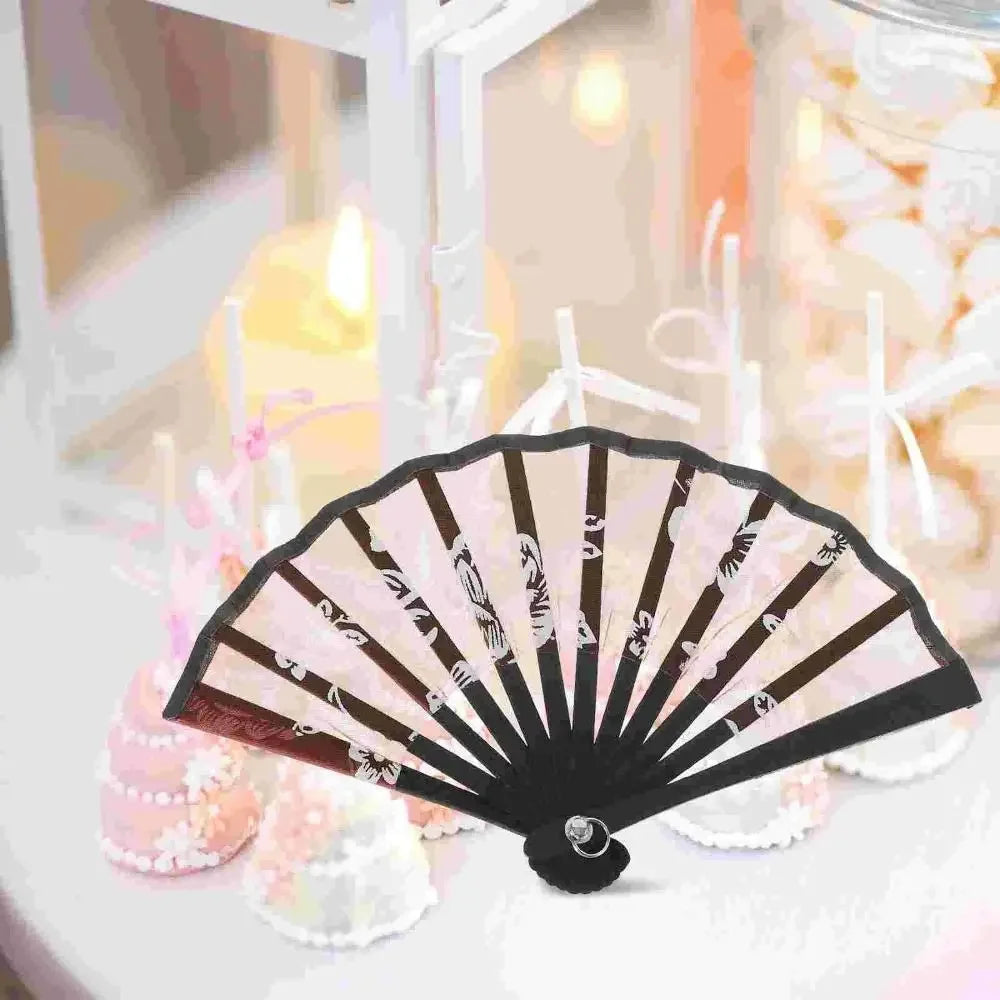 Mini Bamboo-and-Fabric Folding Fan