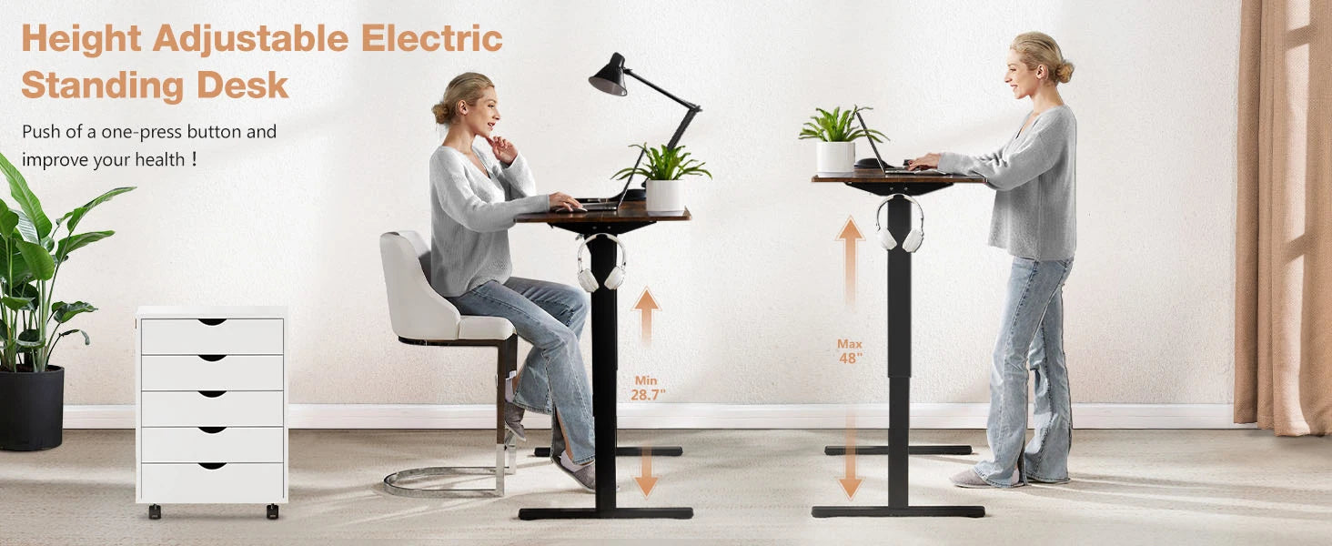 Electric Height Adjustable Standing Desk 63x24 Sit Stand Workstation