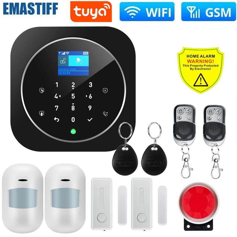 NEW Tuya WIFI W9B Alarm System for Home Burglar Security 433MHz WiFi GSM Alarm Wireless Tuya Smart House App Control