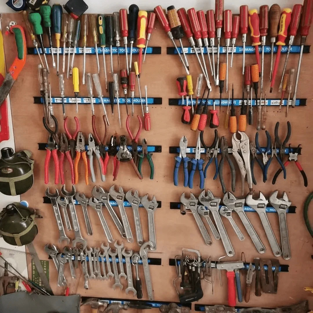 8.12,18,24inch Magnetic Tool Holder Heavy Duty Tool Bar,Space Saving Metal Organizer Rack Tool for Workshop Garage Home