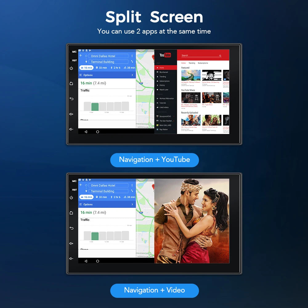 Radio samochodowe 2 Din odtwarzacz multimedialny wideo z CarPlay i Android Auto