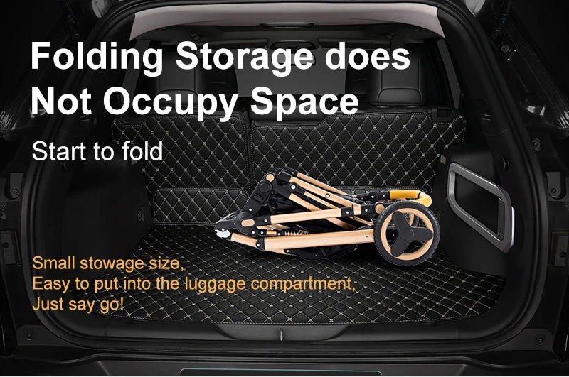 3-in-1 Luxurious Portable Baby Stroller with High Landscape Frame