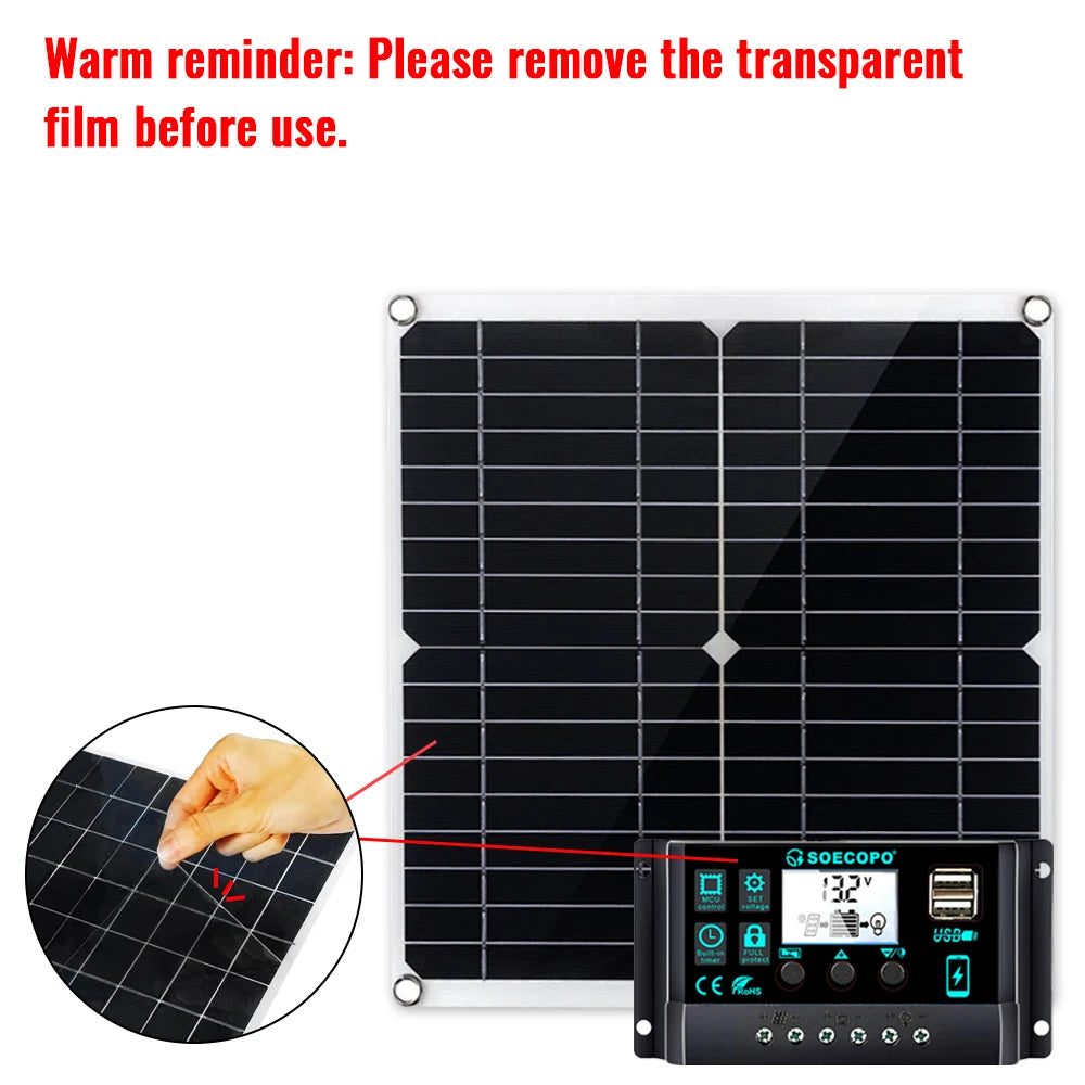 SOECOPO 7000W Solar Power Kit with 100A Controller & 300W Panel Inverter 12V to 110V/220V for Home/Camping/RV/Emergency Backup