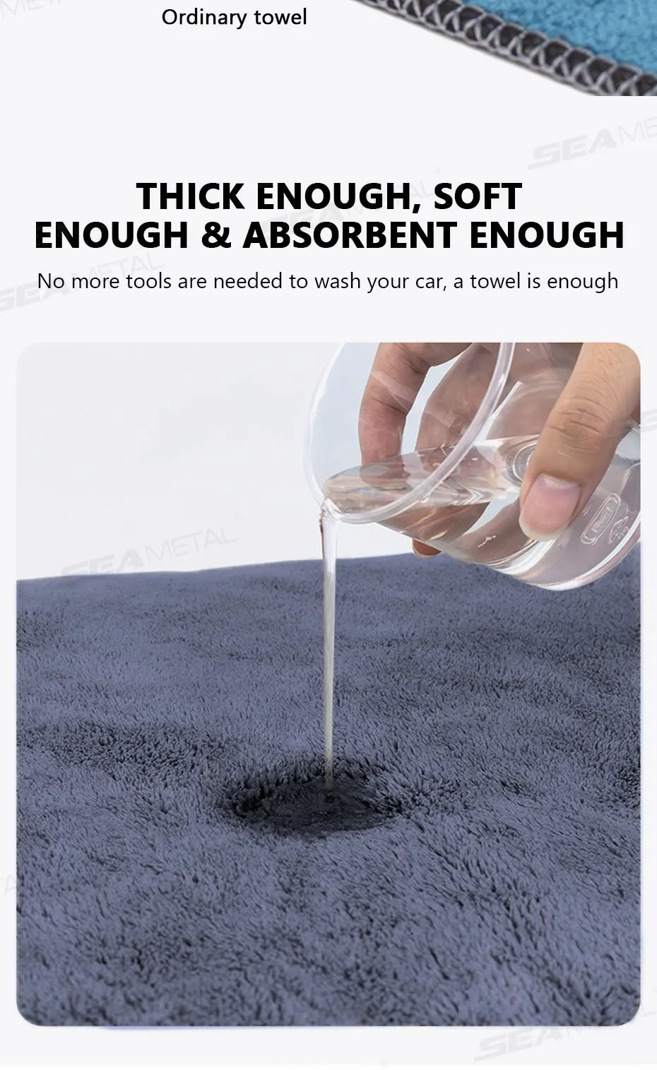 Serviette de lavage de voiture en microfibre 160×60 cm Chiffon de séchage double face