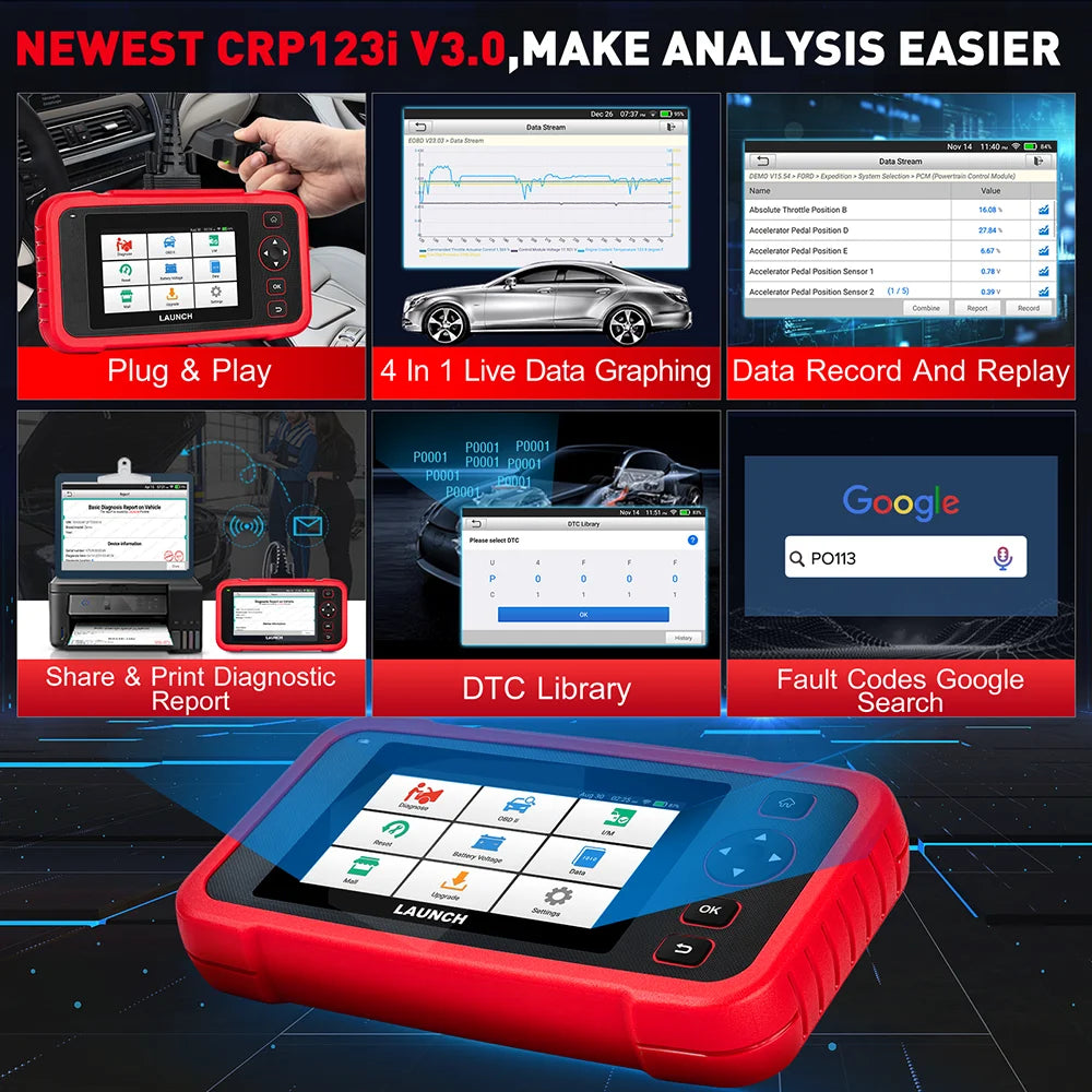 LAUNCH CRP123I V3.0 OBD2 Scanner with 4 System Diagnostics