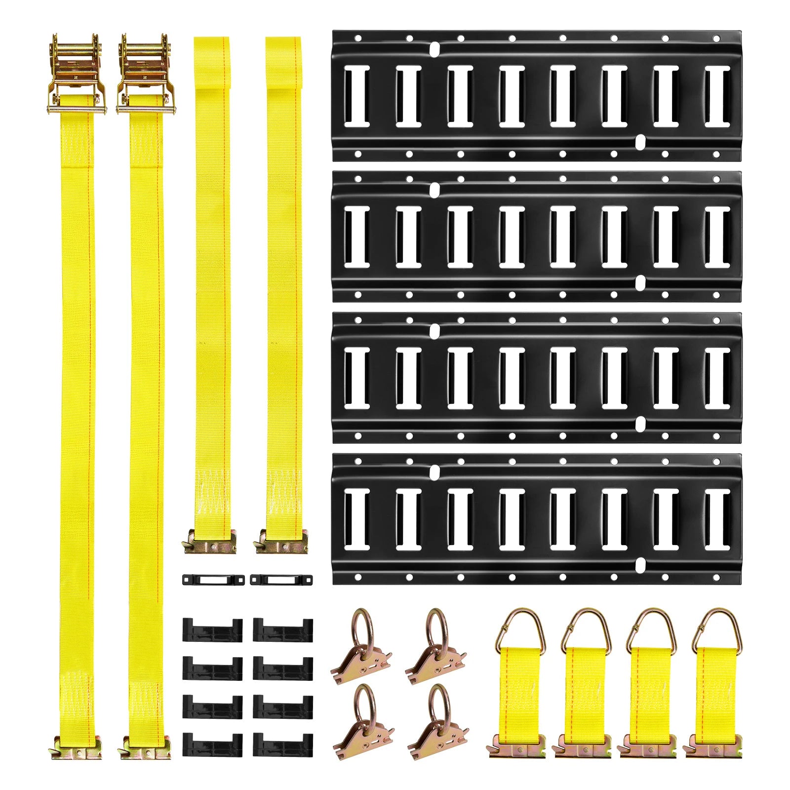 E-Track Tie-Down Rail Kit 4 Pack with Straps & Anchor Points