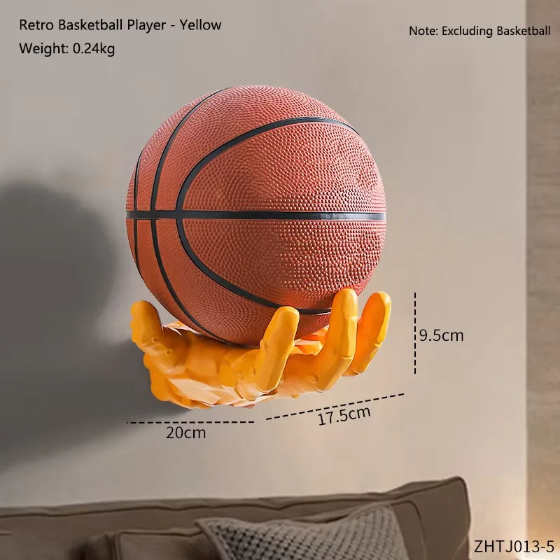 Wall-Mounted Robotic Arm Rack for Basketball and Football