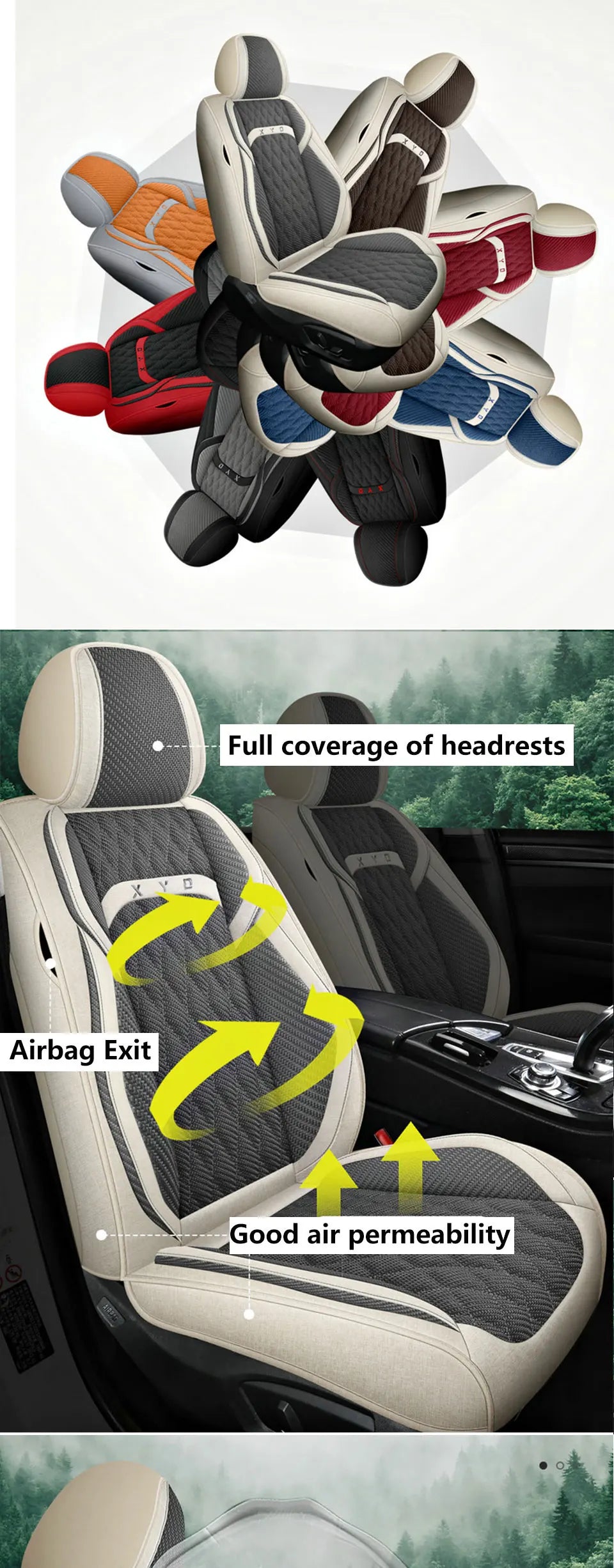 Універсальні льняні чохли для автомобільних сидінь для комфорту в будь-яку пору року