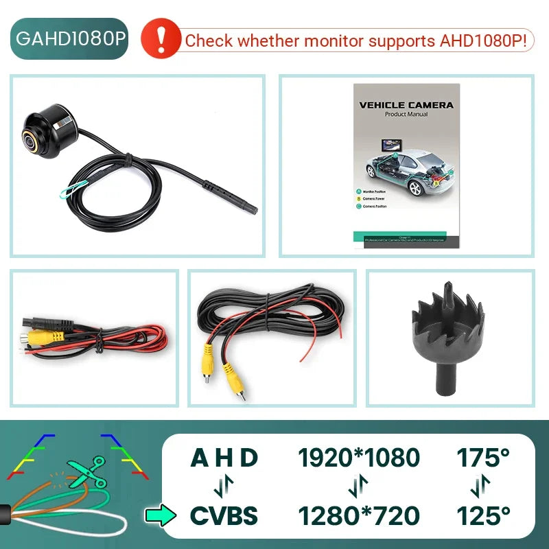 Car Reversing Camera 170° AHD 1080P or 720P, Steel Body