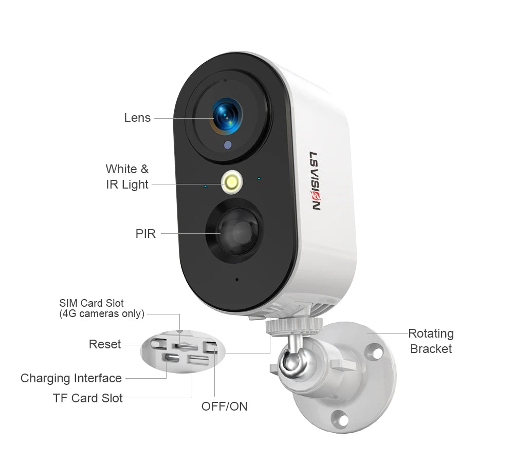 Telecamera di Sicurezza PTZ Wireless 4G 4MP con Batteria per Esterni CCTV