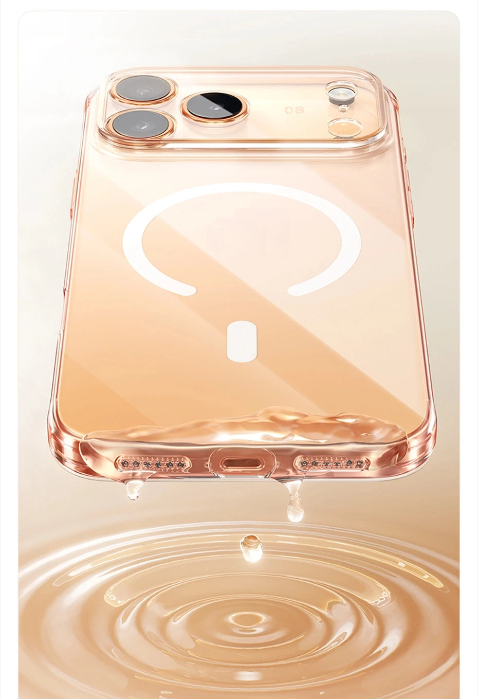 Funda transparente magnética para iPhone 17 con MagSafe, delgada y antiamarillenta