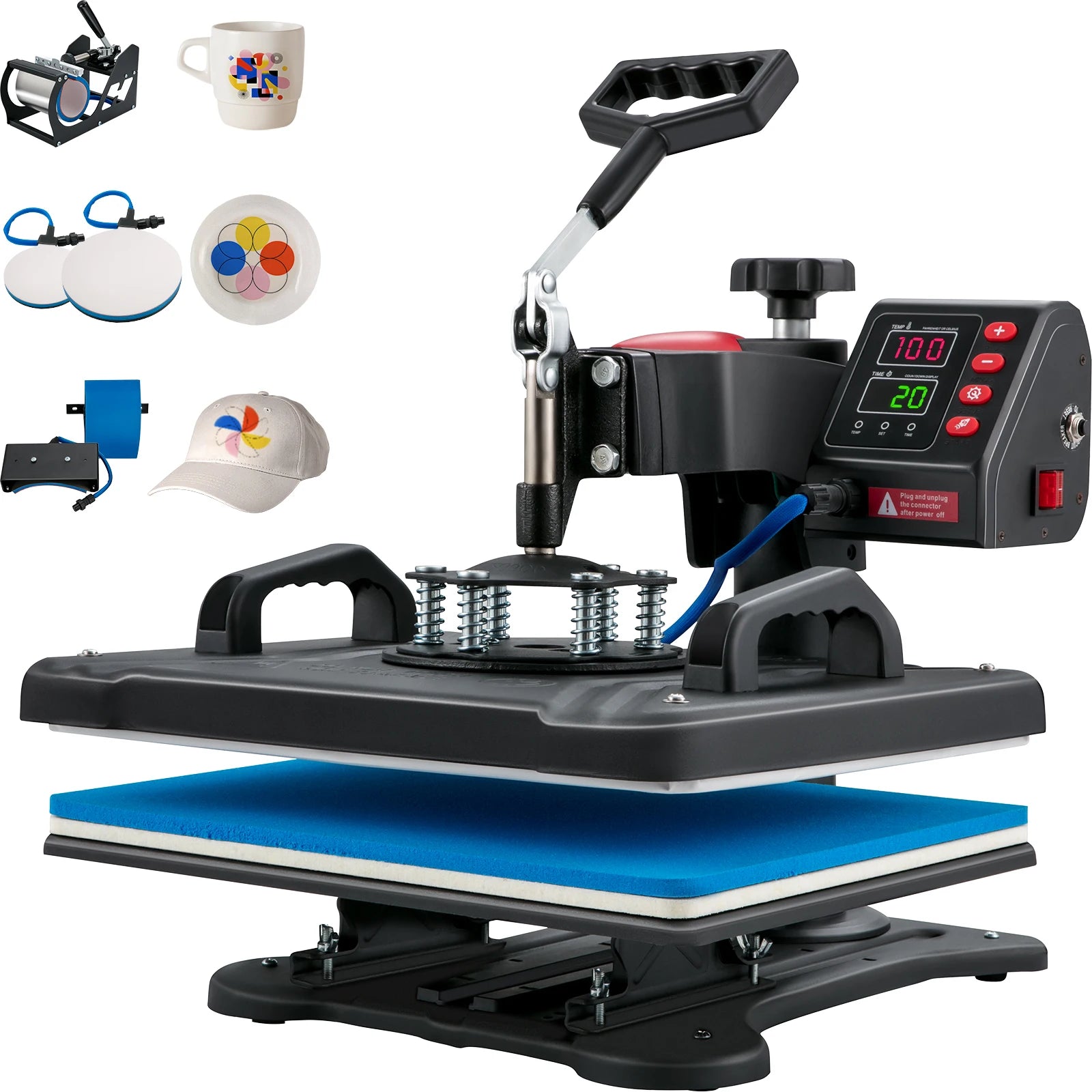 5-in-1 Heat Press Machine 12x15" Clamshell Digital Control
