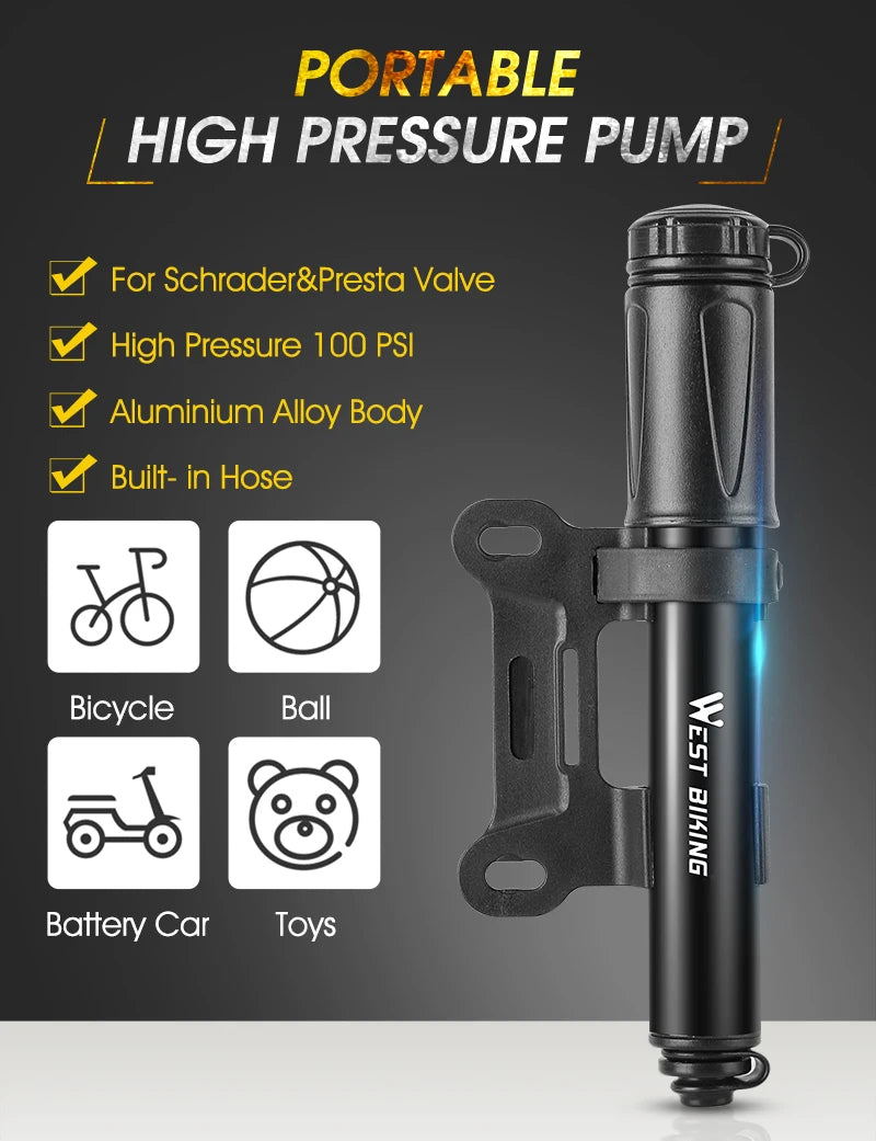 WEST BIKING MINI Pumpa za bicikl — 100 PSI
