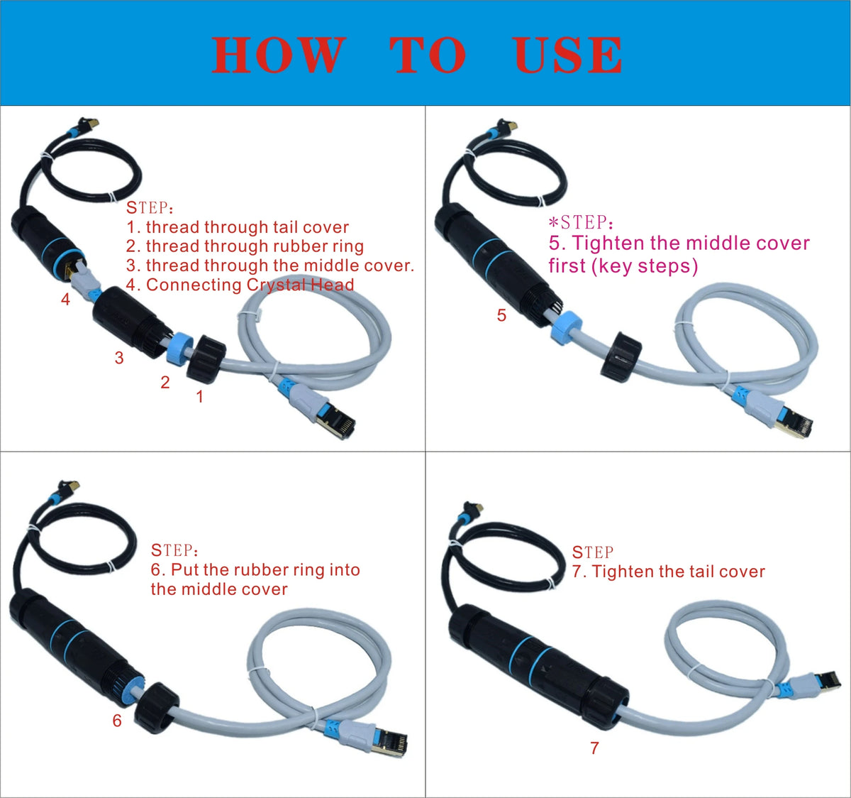 Sealed RJ45 Ethernet Coupler - Cat6/6A/7 Options