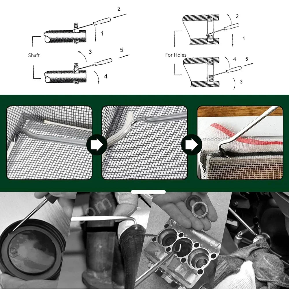 Ensemble de tournevis d’huile automobile avec joint torique O-Ring Joint d’étanchéité Garniture Tire-Pull Prise crochets outils Étanchéité Outils de réparation 16 cm 4 pcs