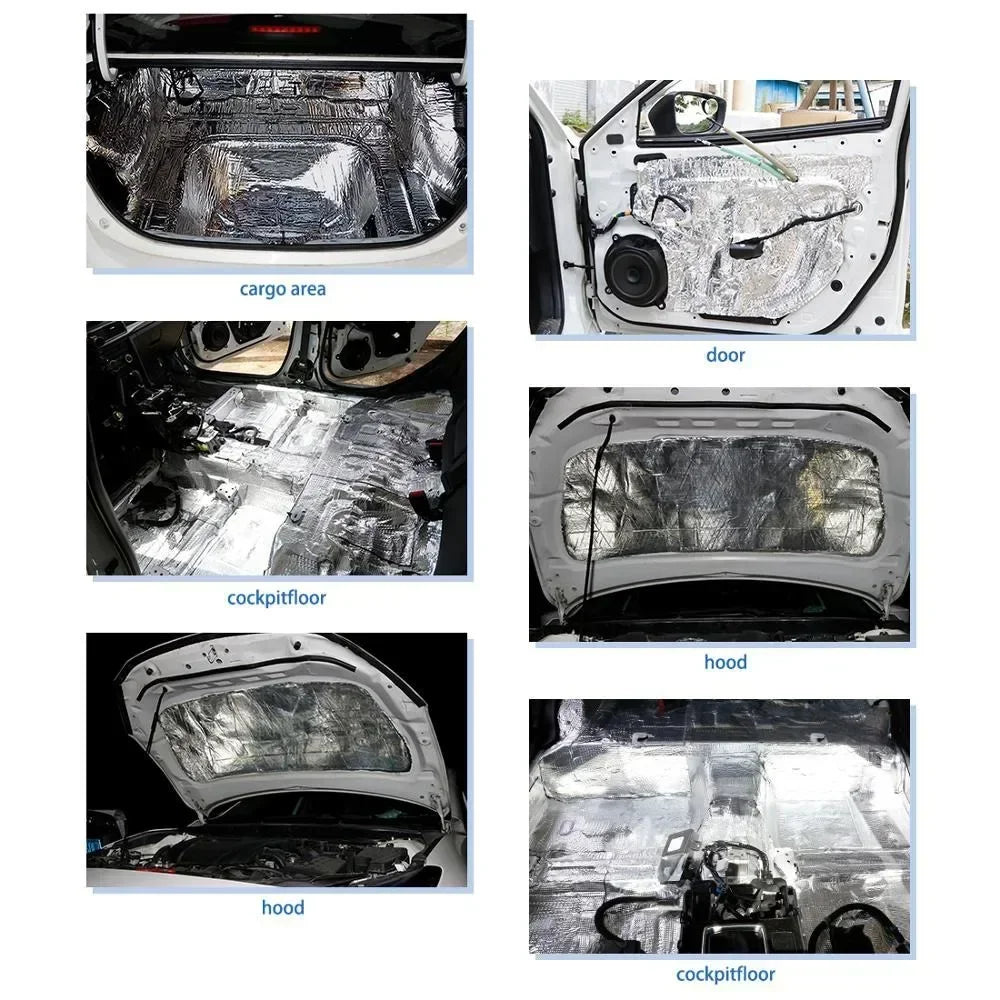 Tapete de isolamento acústico e térmico para automóveis 200x50cm 5/10mm, painel de parede à prova de som, tapetes de isolamento de ruído para carro.