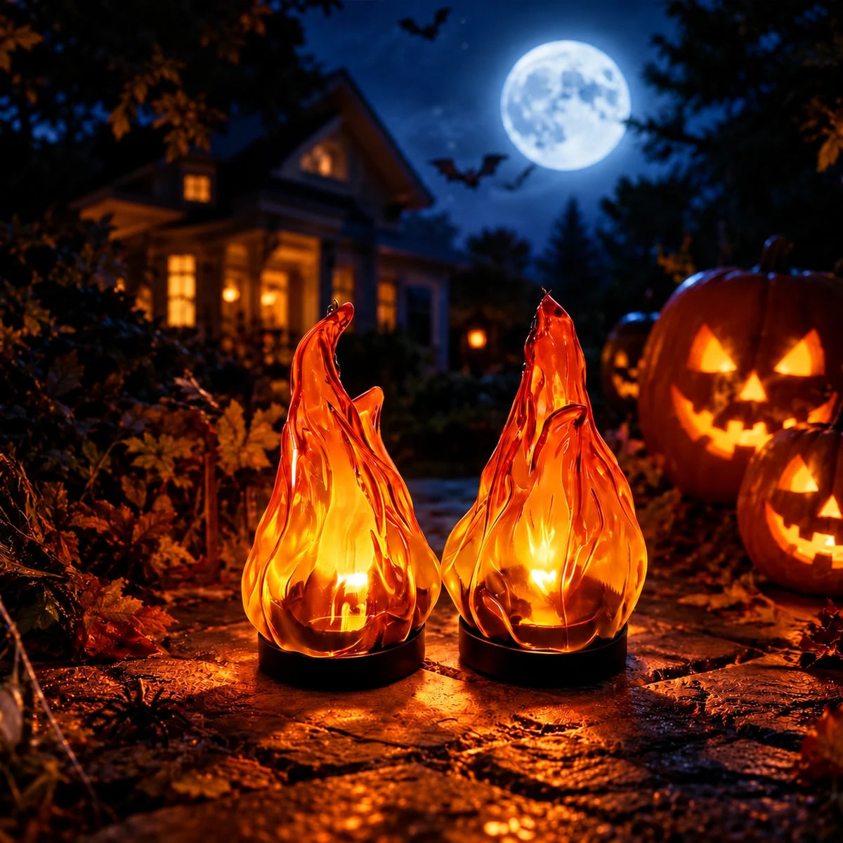 Flame-Effect Hanging LED Lantern with Chain