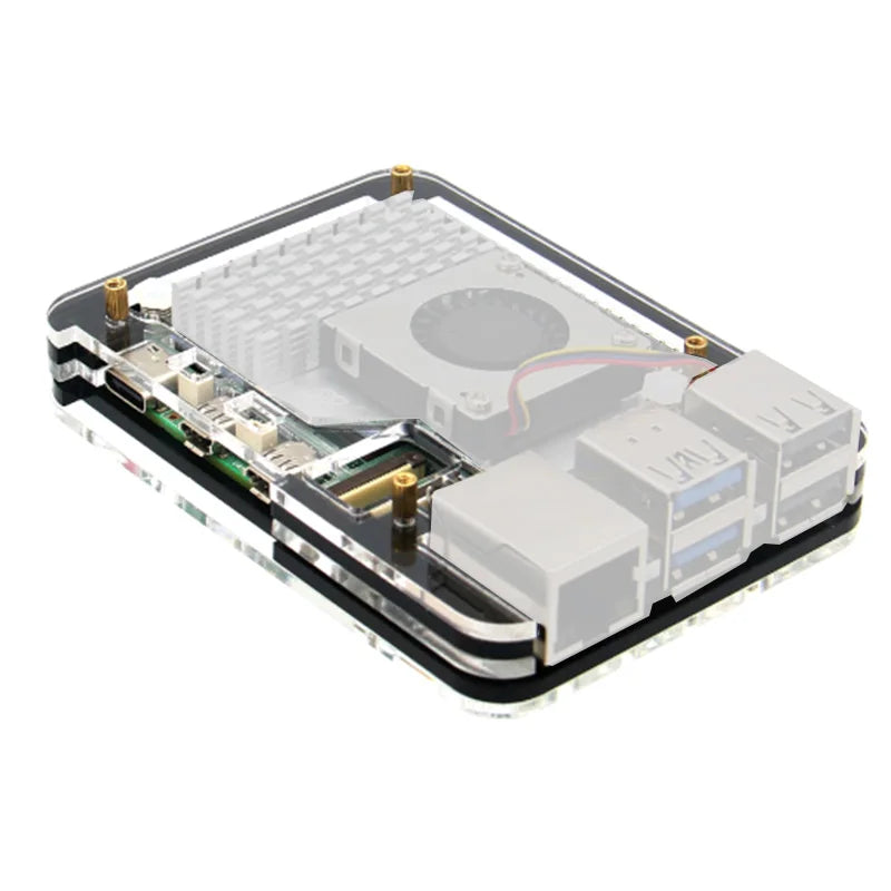 Custodia in acrilico per Raspberry Pi 5, dissipatore opzionale
