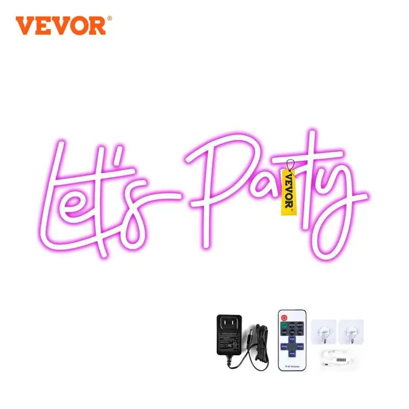 LED “Let’s Party” Neon Sign with Remote & Adjustable Brightness
