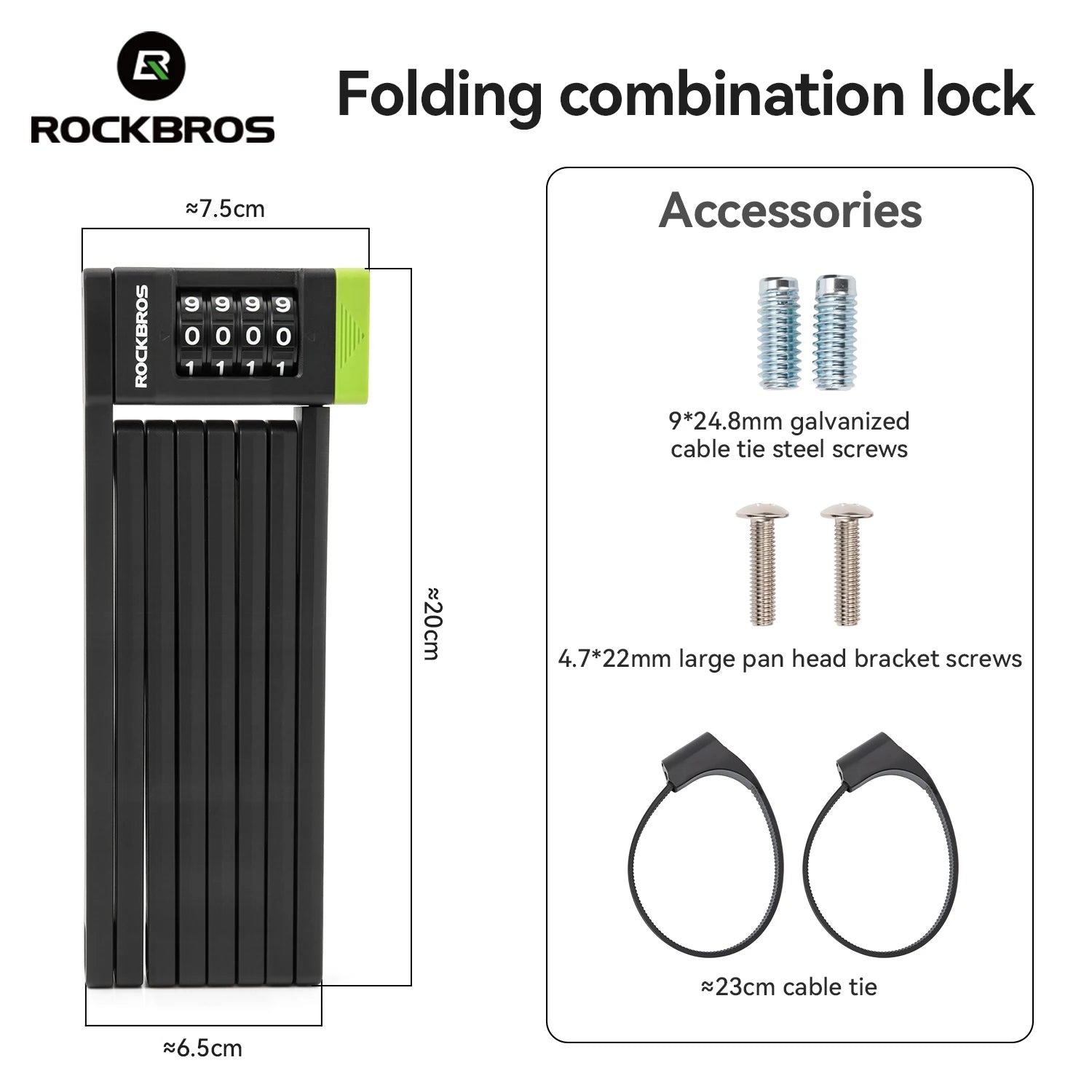 Folding Bike Combination Lock with Alloy Steel Body
