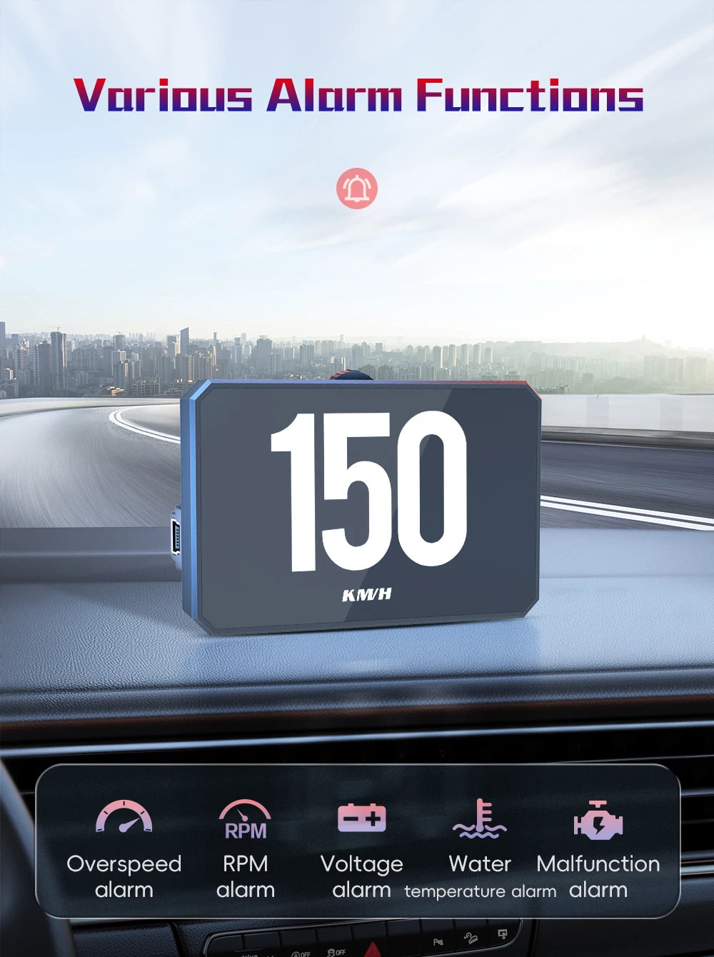 P16 OBDII Digital Vehicle Dashboard Display