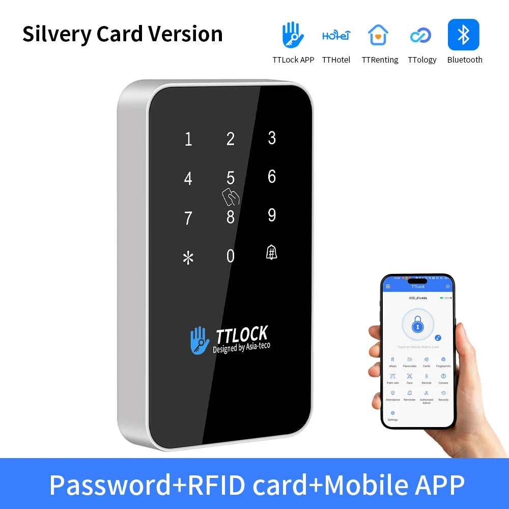 BSTUOKEY Étanche IP67 Serrure intelligente TTlock Contrôle d’accès Clavier Extérieur Empreinte Digitale Mot de passe Bluetooth 13.56MHz Carte App Déverrouiller