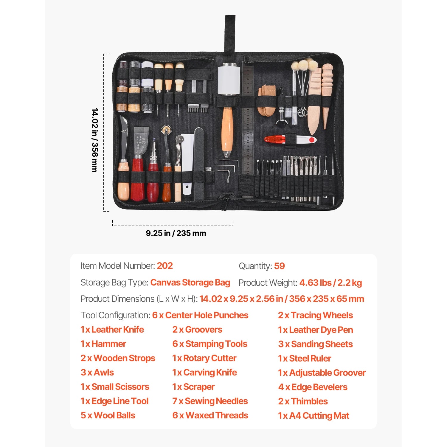 Leather Working Tools Kit Set with Storage Bag (38–92 Pieces)